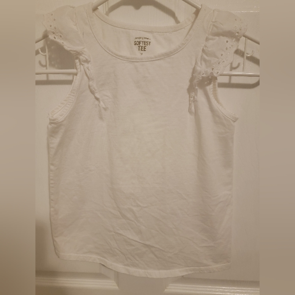 Jumping Beans Flutter Sleeve Tank Top Girls Size 10 Bright White…